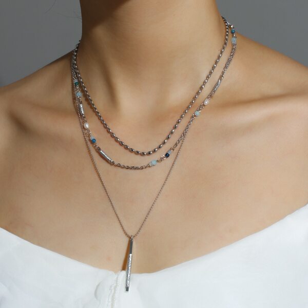 

Pearl Detail Layered Necklace, Multicolor