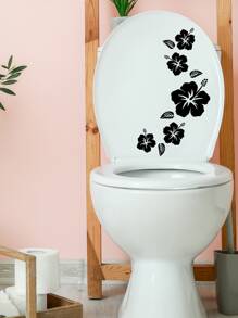 1 cái Decal nắp bồn cầu in hoa - màu đen - Xem 2