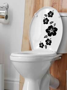 1 cái Decal nắp bồn cầu in hoa - màu đen - Xem 4