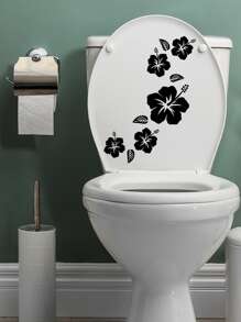 1 cái Decal nắp bồn cầu in hoa - màu đen - Xem 6