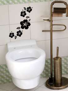 1 cái Decal nắp bồn cầu in hoa - màu đen - Xem 7