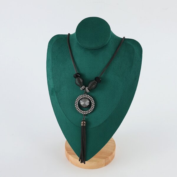 

Rhinestone Decor Necklace, Gun black
