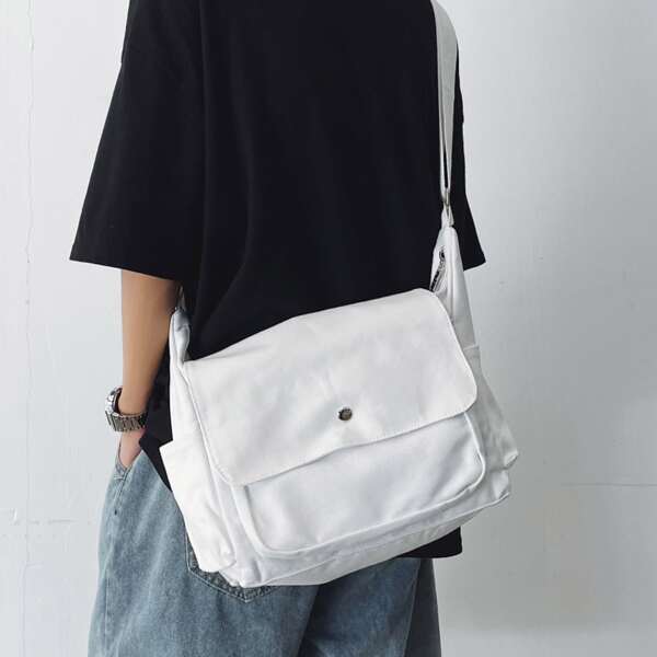 

Men Minimalist Multi-Compartment Crossbody Bag, White