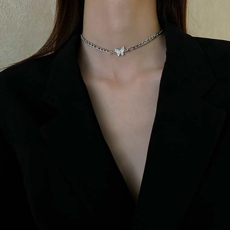 

Butterfly Decor Chain Necklace, Silver