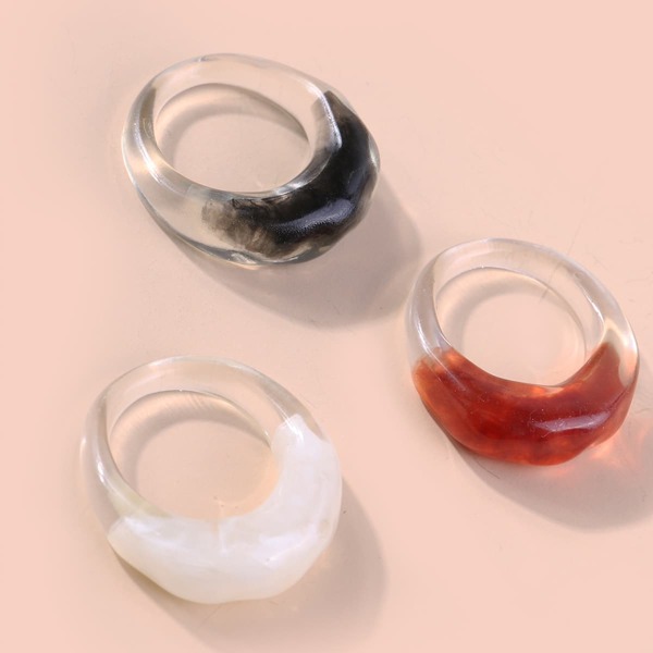

3pcs Resin Ring, Multicolor