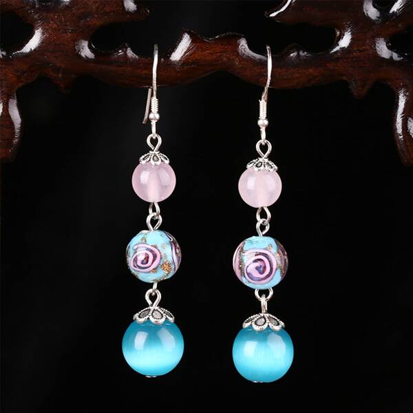 

Stone Decor Drop Earrings, Multicolor