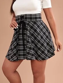 SHEIN Váy Plus Size Ren lên Thùa khuyết kẻ sọc Sẵn sàng - Đen và trắng - Xem 5