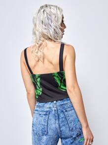 ROMWE Skull Print Cami Top - Black - View 2