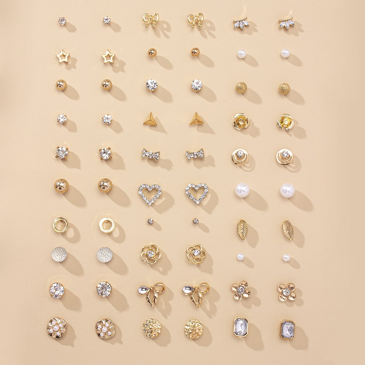Pares Pendientes de botón con diseño de corazón con diseño de diamante de imitación