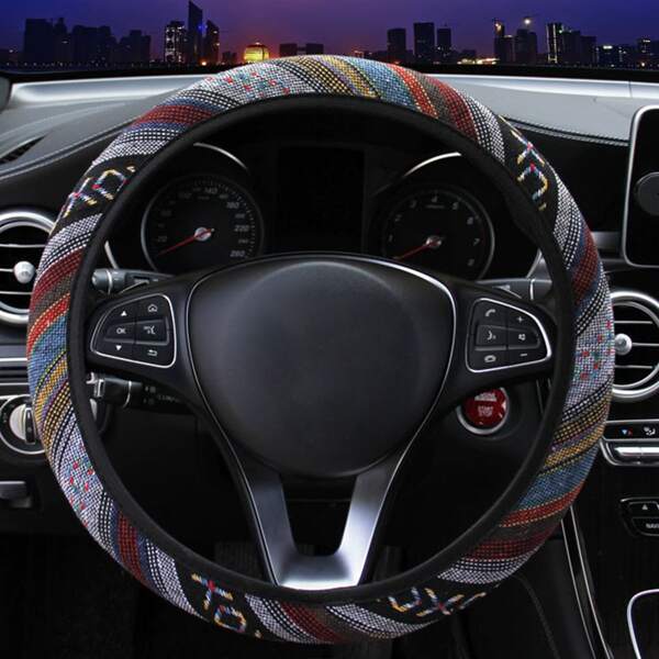 

Graphic Car Steering Wheel Cover, Multicolor