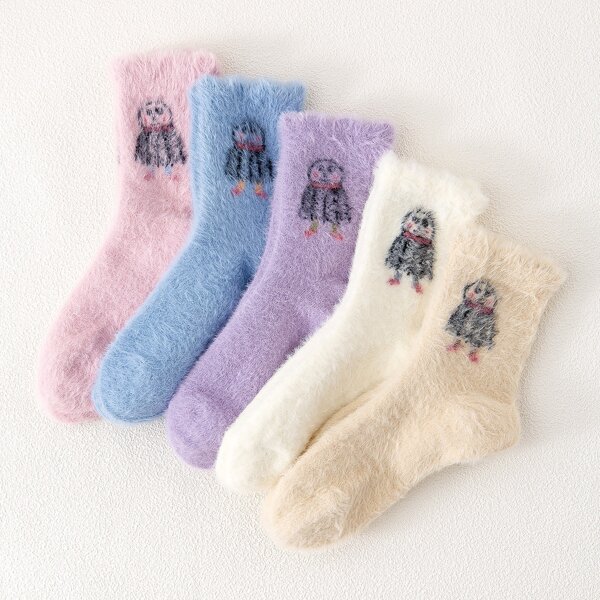 

5pairs Cartoon Graphic Crew Socks, Multicolor