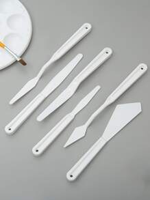 6pcs Solid Color Oil Painting Shovel - White - View 1