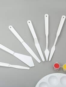 6pcs Solid Color Oil Painting Shovel - White - View 2