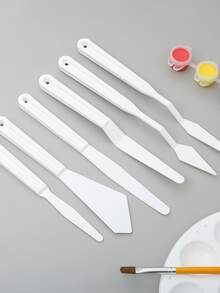 6pcs Solid Color Oil Painting Shovel - White - View 3