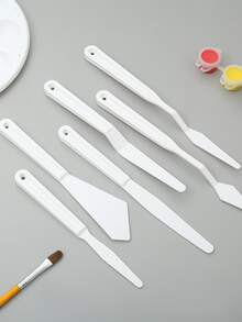 6pcs Solid Color Oil Painting Shovel - White - View 4