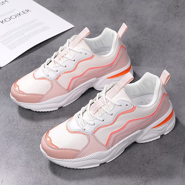 

Two Tone Lace Up Front Sports Shoes, Pink