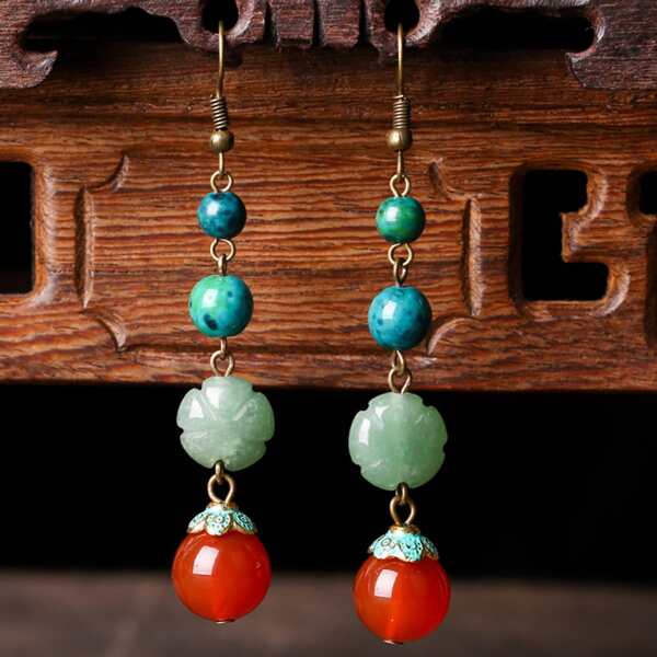 

Stone Decor Drop Earrings, Multicolor