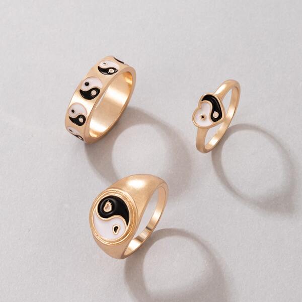 

3pcs Yin & Yang Decor Ring, Multicolor