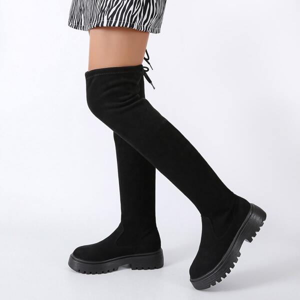 

Minimalist Tie Back Sock Boots, Black