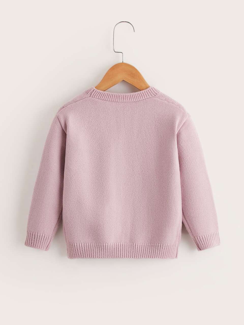 Girls' Double Pocket Button Up Cardigan With Upward Collar