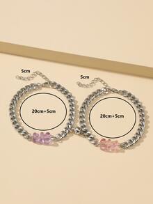 2pcs Couple Cartoon Bear Decor Bracelet - Multicolor - View 3