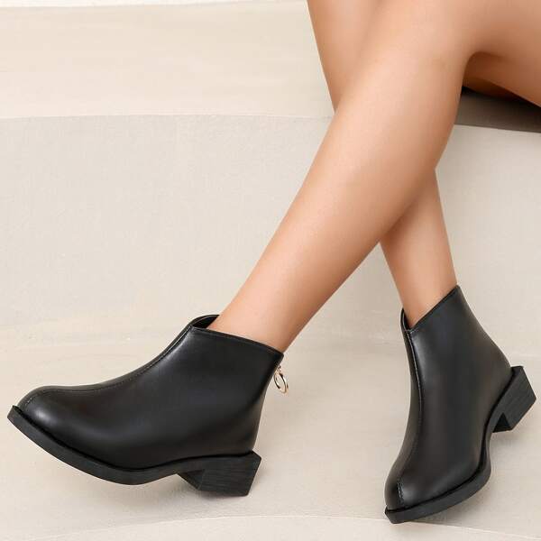 

Minimalist Back Zipper Classic Boots, Black