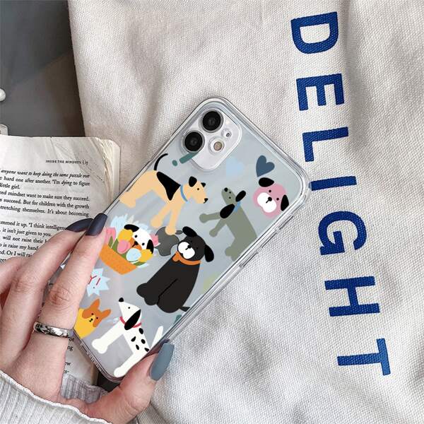 

Cartoon Dog Clear Phone Case, Multicolor