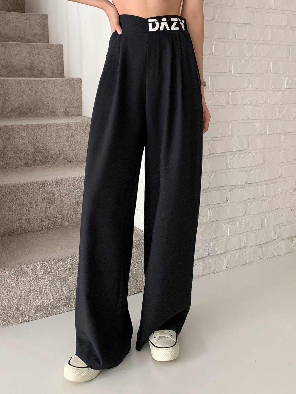 Letter Graphic Asymmetrical Waist Pants