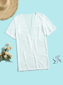 Girls Open Front Kimono - White - View 1