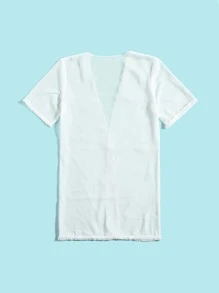 Girls Open Front Kimono - White - View 2