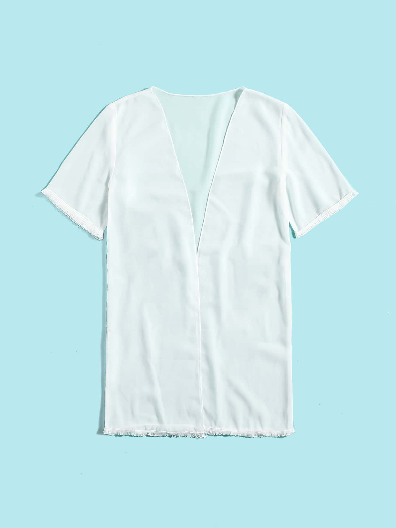 Niñas Kimono con parte delantera abierta - Blanco - Añade 3