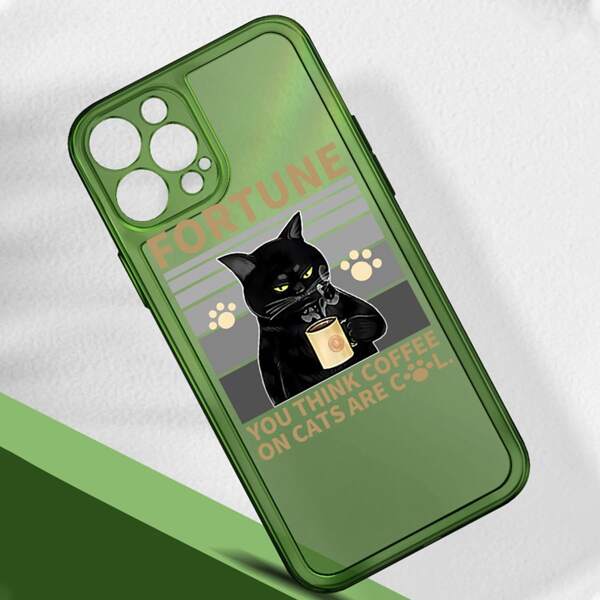 

Cat Pattern Phone Case, Green
