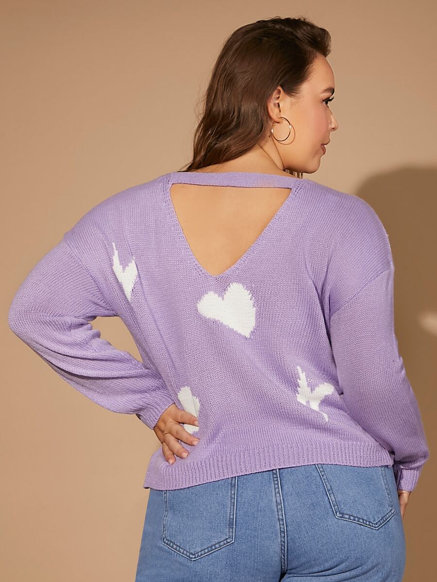 Áo len Plus Size Giải trí - Màu tím - Xem 1