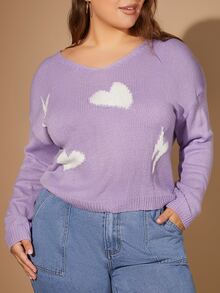 Áo len Plus Size Giải trí - Màu tím - Xem 2