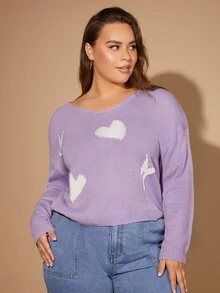 Áo len Plus Size Giải trí - Màu tím - Xem 3
