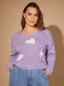 Áo len Plus Size Giải trí - Màu tím - Xem 4