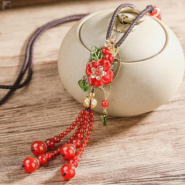 

Flower Charm Necklace, Multicolor