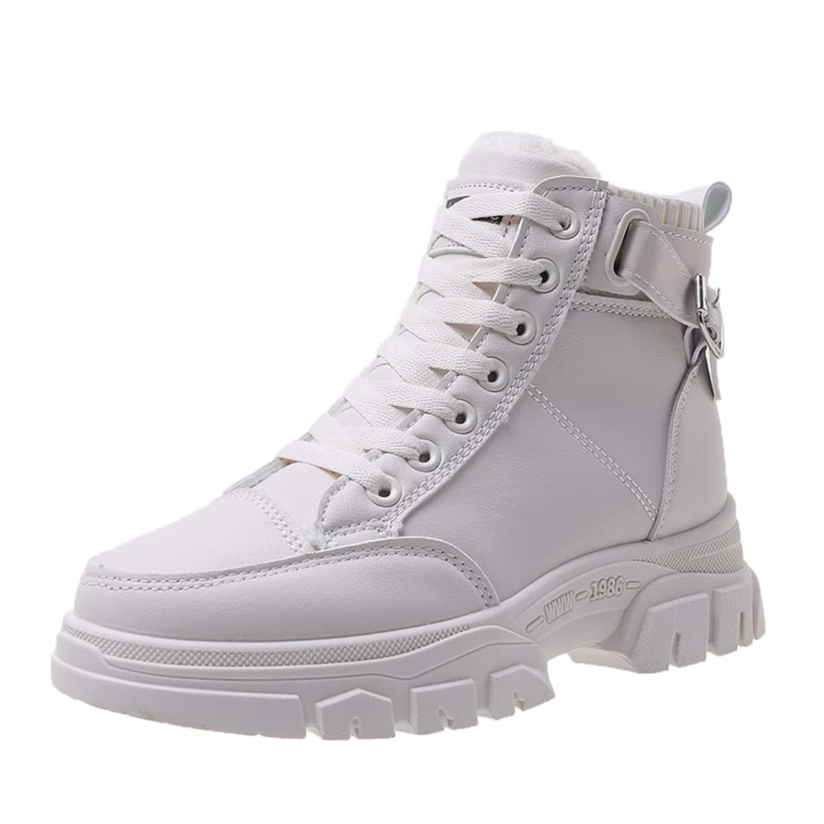 

Minimalist Lace Up Front Boots, Beige