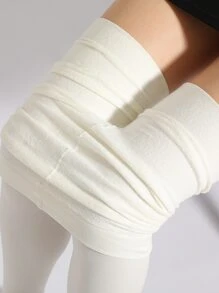 1/2 Pcs Women's 1200D Thermal Lined Thick Tights, Autumn/Winter, Cozy - White - View 2