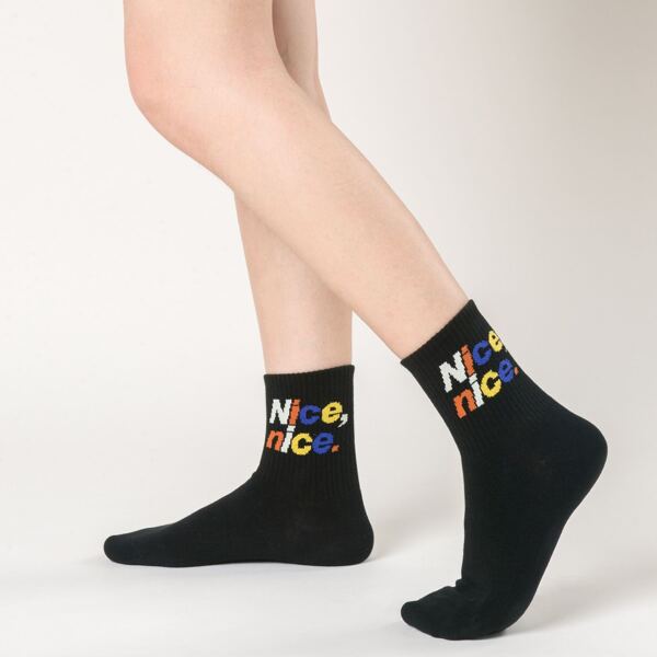

Letter Graphic Crew Socks, Multicolor