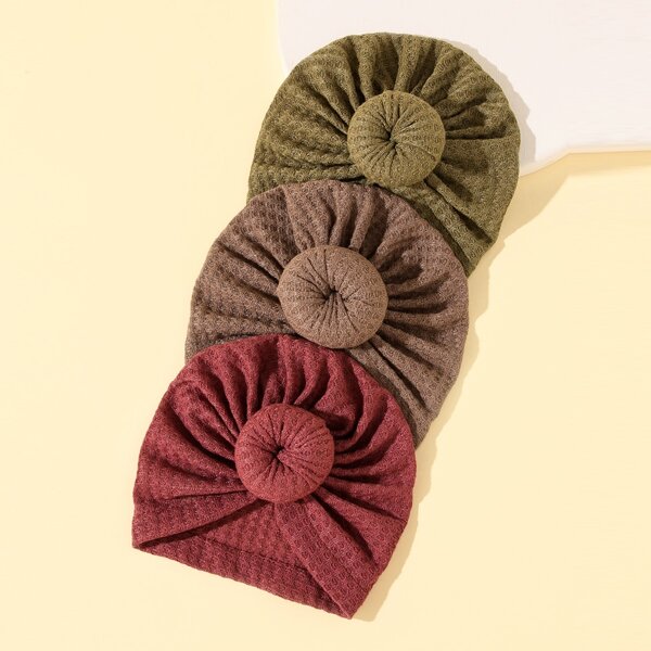 

3pcs Baby Solid Hat, Multicolor