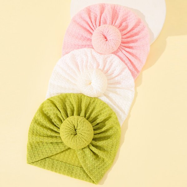

3pcs Baby Solid Hat, Multicolor