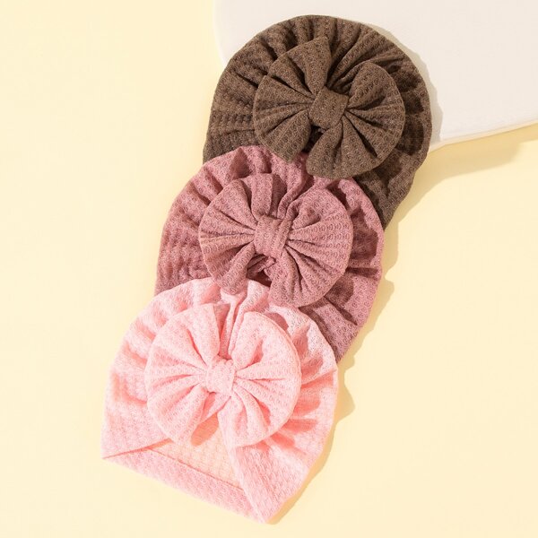 

3pcs Baby Bow Knot Decor Hat, Multicolor