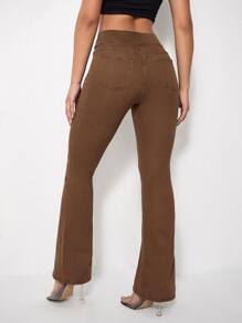 Jeans bootcut con botón - Marrón - Ver 2