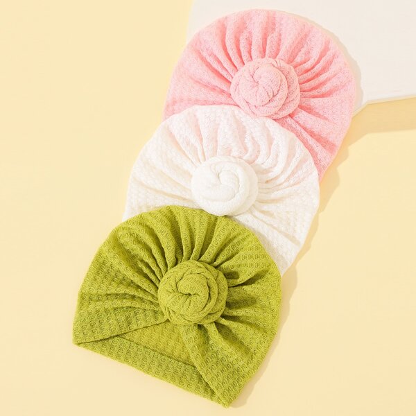 

3pcs Baby Solid Hat, Multicolor
