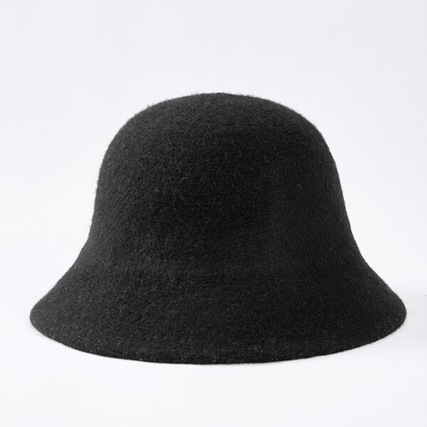 

WOOL MINIMALIST BUCKET HAT, Black