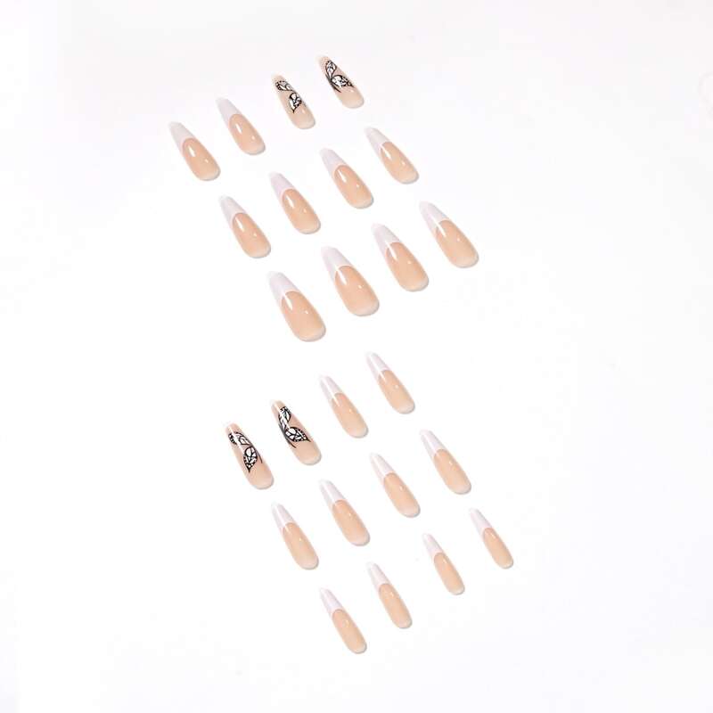 

24pcs Butterfly Pattern Fake Nail, Multicolor
