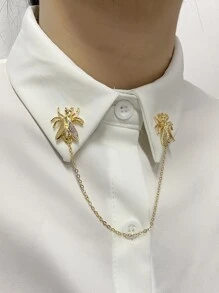昆蟲細節鏈條胸針 - 金黃色 - 查看 1