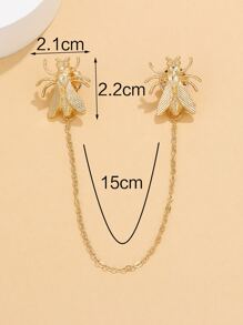 昆蟲細節鏈條胸針 - 金黃色 - 查看 5