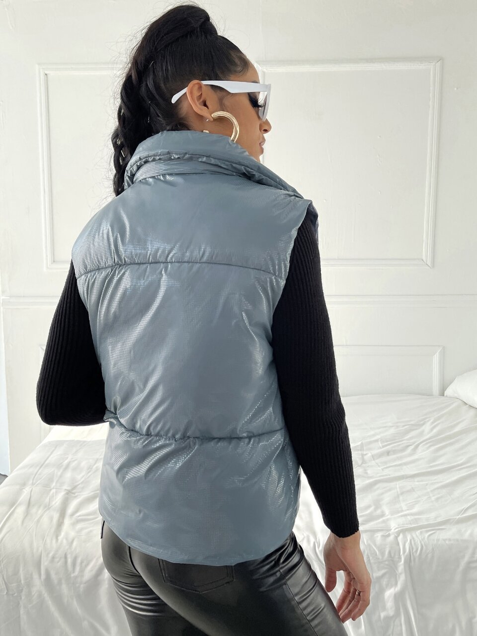 Sleeveless Zip Up Padded Padded Coat Clothes Winter